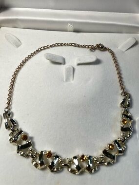 Coro Gold-Tone Crystal Accent Link Necklace
